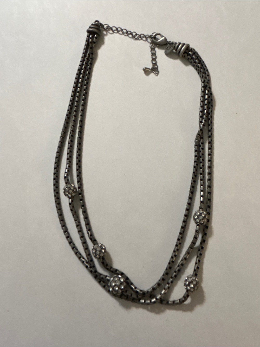 Vintage Lia Sophia Kiam Family Signed Rhinestone Disco Ball 3-Strand Necklace